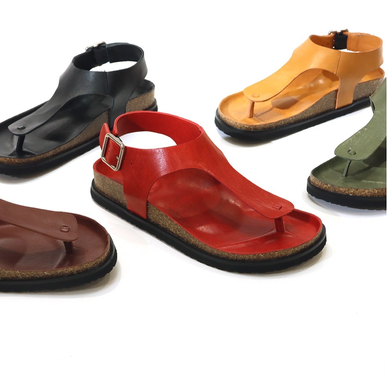 厚底拖鞋女水洗马皮人字夹脚休闲轻便勃肯锁扣软底凉拖XC3582-11