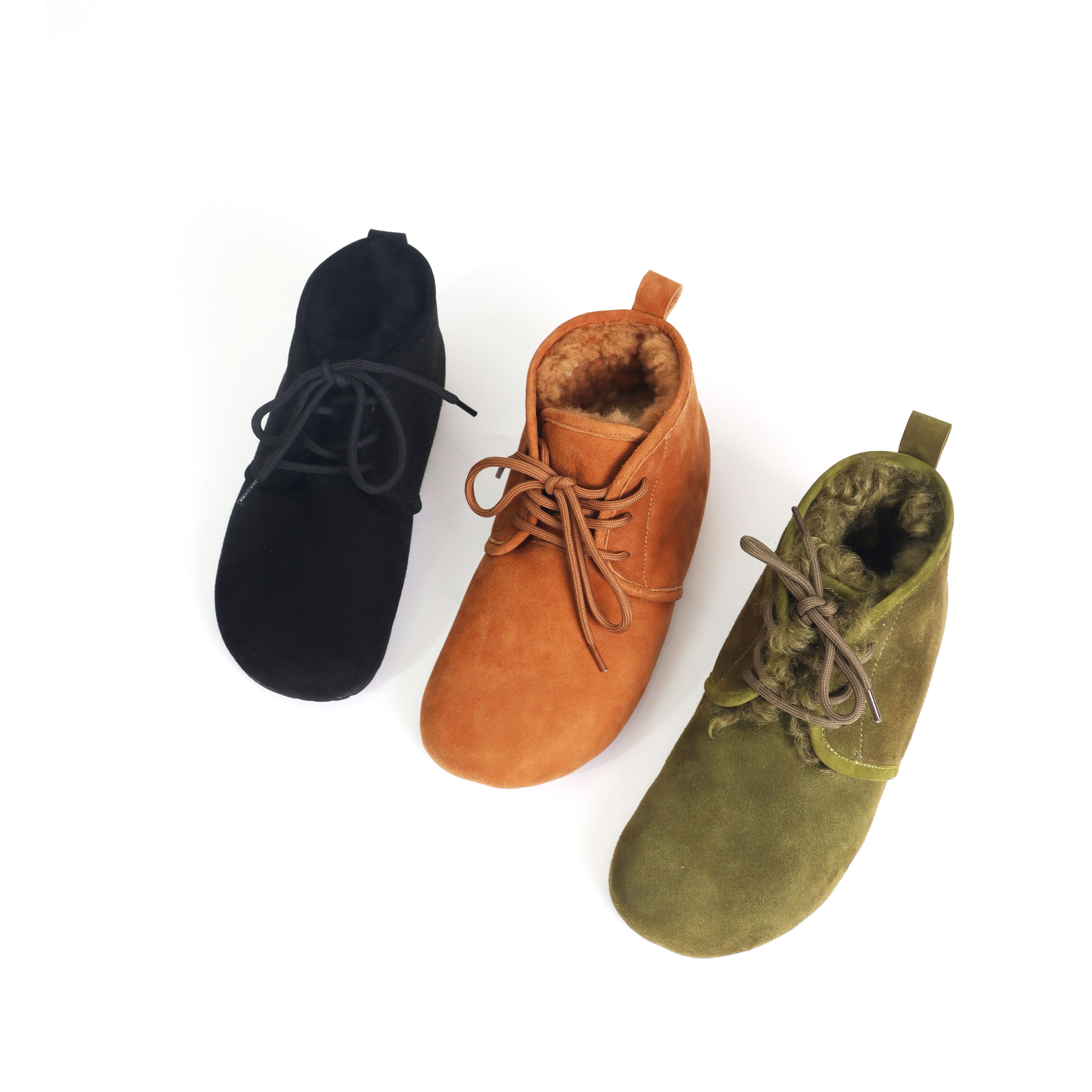 小牛皮中跟短靴女秋冬新款