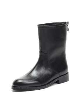 极简通勤真皮尖头羊皮骑士靴2025秋冬新款百搭中筒短靴女XC1110-3