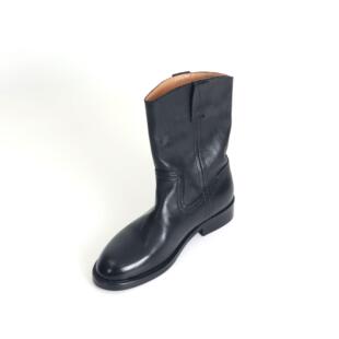 水洗马皮宽松女靴子中筒靴秋冬新款 手工西部牛仔靴马丁靴919