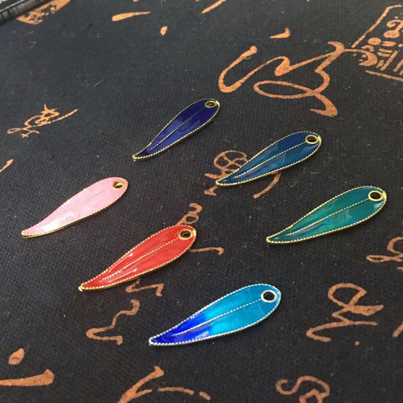 烧蓝 叶子 柳树叶景泰蓝diy古风发夹发簪手工饰品材料配件半成品