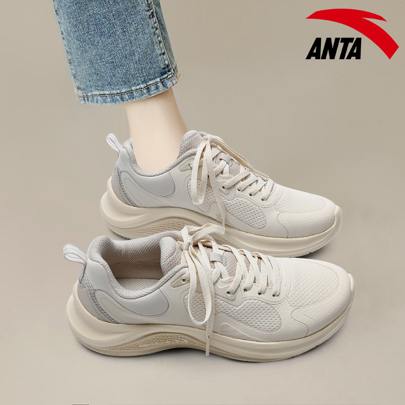 安踏运动鞋女士时尚轻便透气散步秋季新款网面品牌官网妈妈跑步鞋