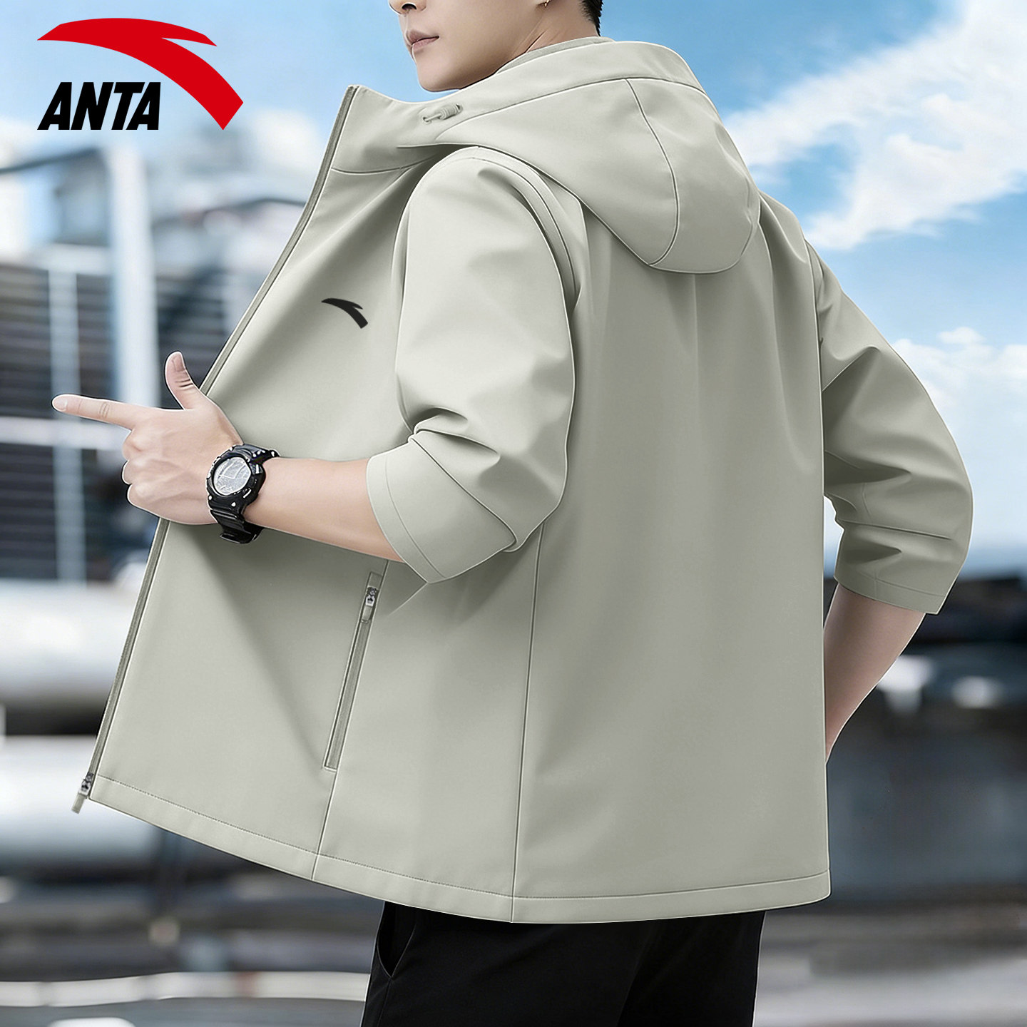 安踏轻量梭织外套男夹克连帽2026春季新款休闲官网旗舰潮流运动服,运动服/休闲服装,运动茄克/外套,淘宝优惠券,粉丝福利购,淘宝优惠卷