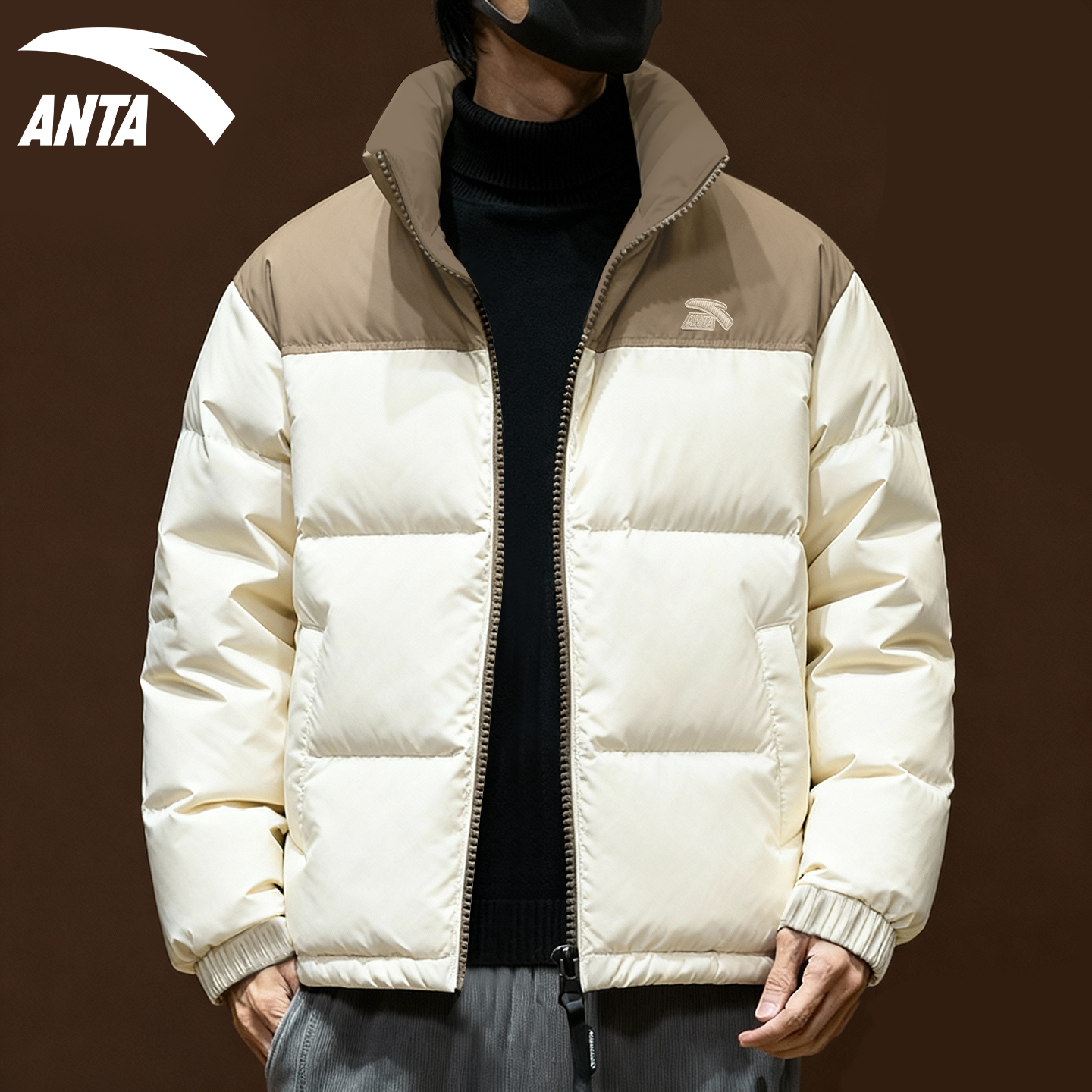 安踏羽绒服男短款青少年