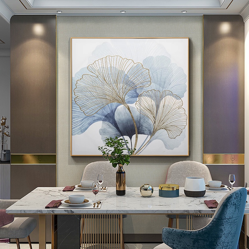 手绘油画新中式餐厅装饰画轻奢简约风电表箱挂画玄关立体肌理壁画图片