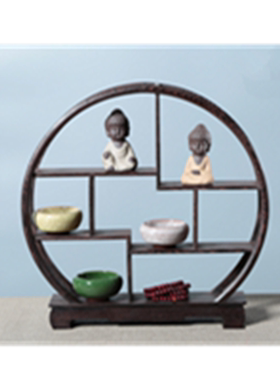 鸡翅木紫砂壶博古架摆件