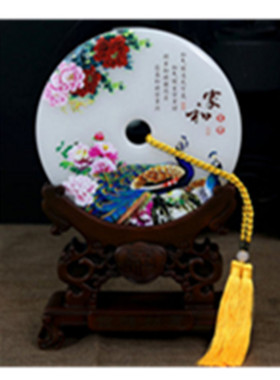 玉石平安扣结婚礼品客厅装饰摆设