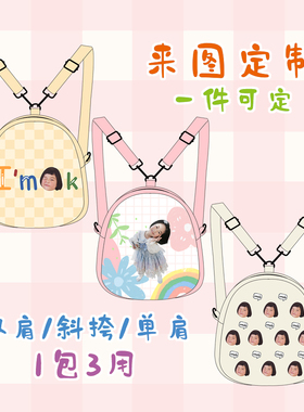 来图diy宝宝宠物头像抠图定制双肩包简约可爱通勤妈咪包帆布袋