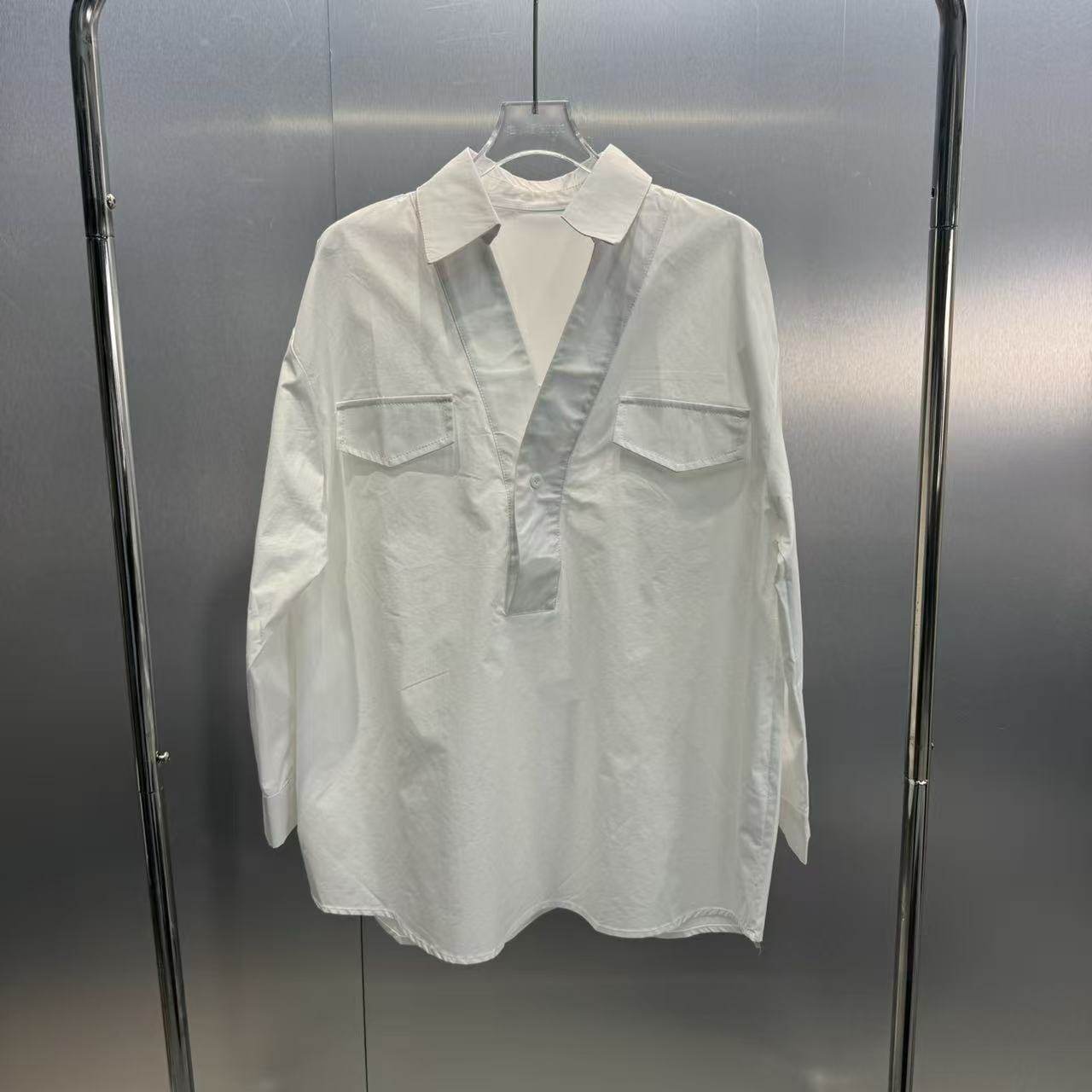 深圳南油2026春季新款工装风双口袋宽松设计感长袖松弛感白色衬衣,女装/女士精品,衬衫,淘宝优惠券,粉丝福利购,淘宝优惠卷