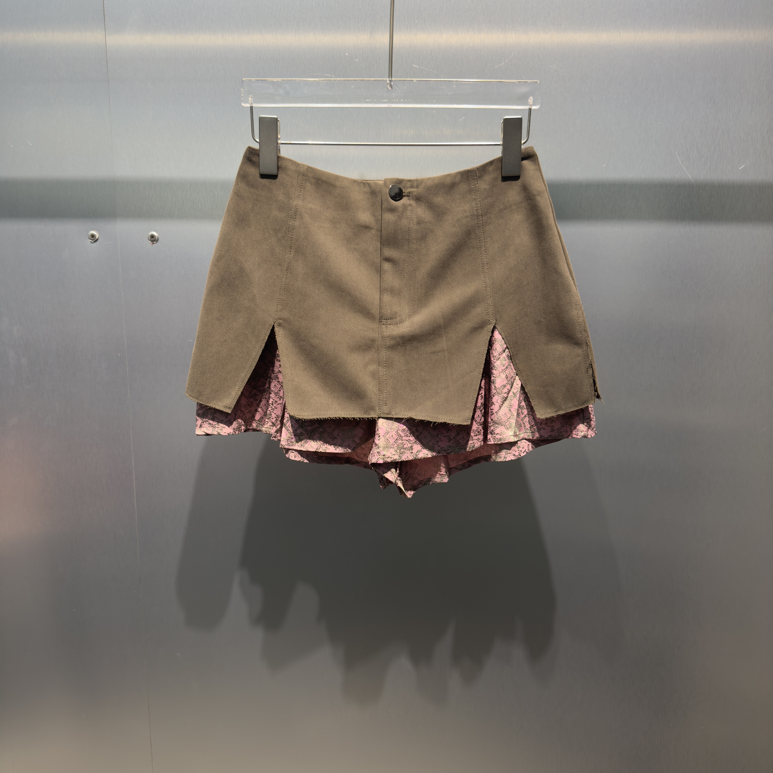 深圳买手店2024早秋新款设计师咖色撞色拼接时尚辣妹洋气半身裙潮