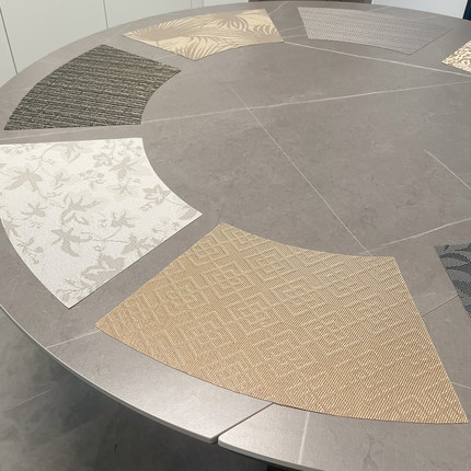 提花扇形餐垫PVC餐桌垫新中式轻奢西餐垫高档隔热垫家用餐具垫2片