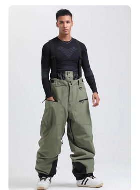 gsousnow滑雪裤男女同款单板防风防水保暖耐磨透气宽松冬新背带裤