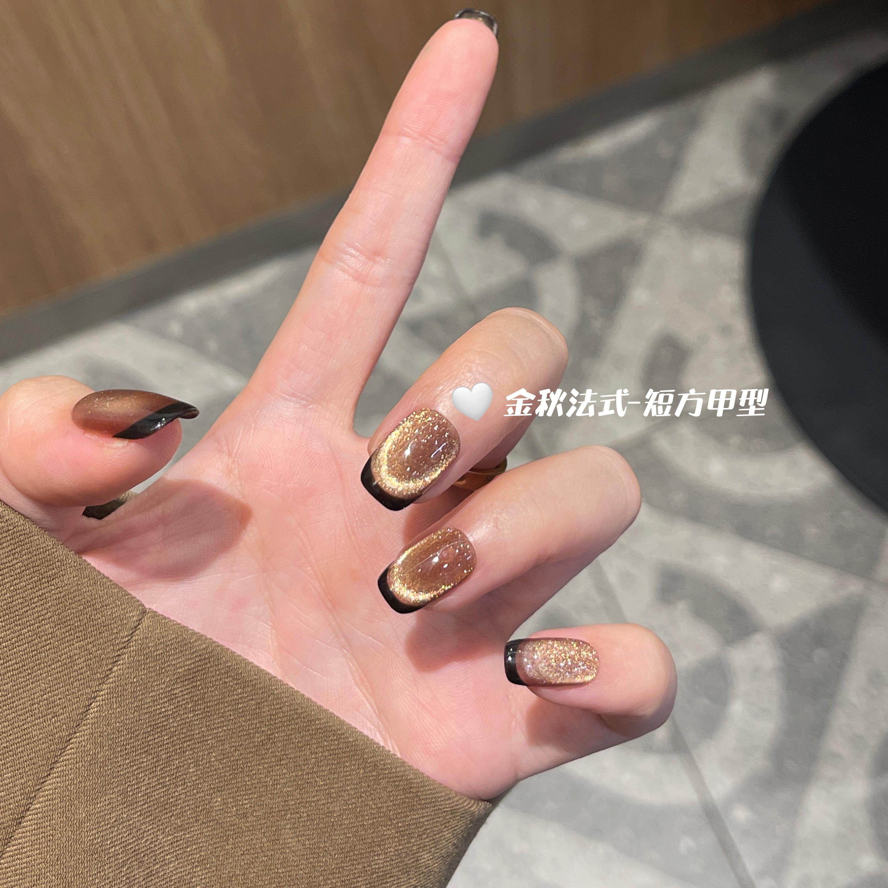 VISION 【金秋猫眼法式】秋冬短款纯手工穿戴甲可拆卸美甲贴片,彩妆/香水/美妆工具,穿戴甲/甲片,淘宝优惠券,粉丝福利购,淘宝优惠卷