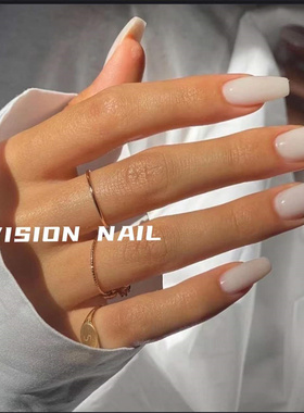 VISION NAIL 纯净乳白透白色单色美甲贴片成品可拆卸穿戴甲片