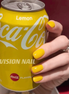 VISION NAIL芥末黄色美甲贴片成品可拆卸手工穿戴甲片可重复使用