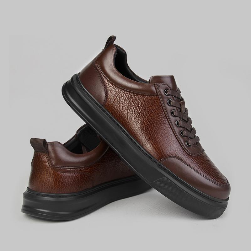 男款真皮厚底休闲皮鞋