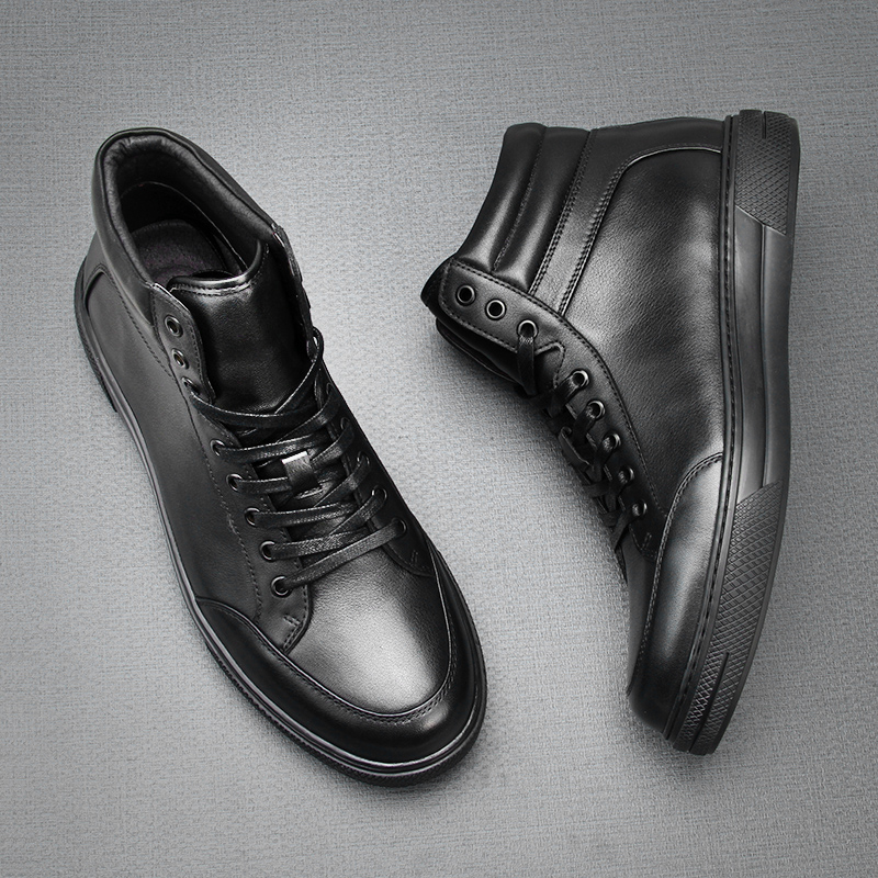 男士真皮短靴冬季加绒短筒板鞋