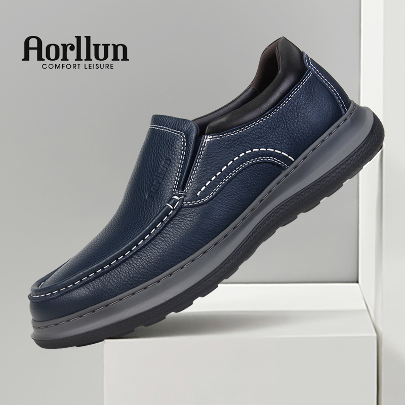 真皮软底轻质男士休闲皮鞋