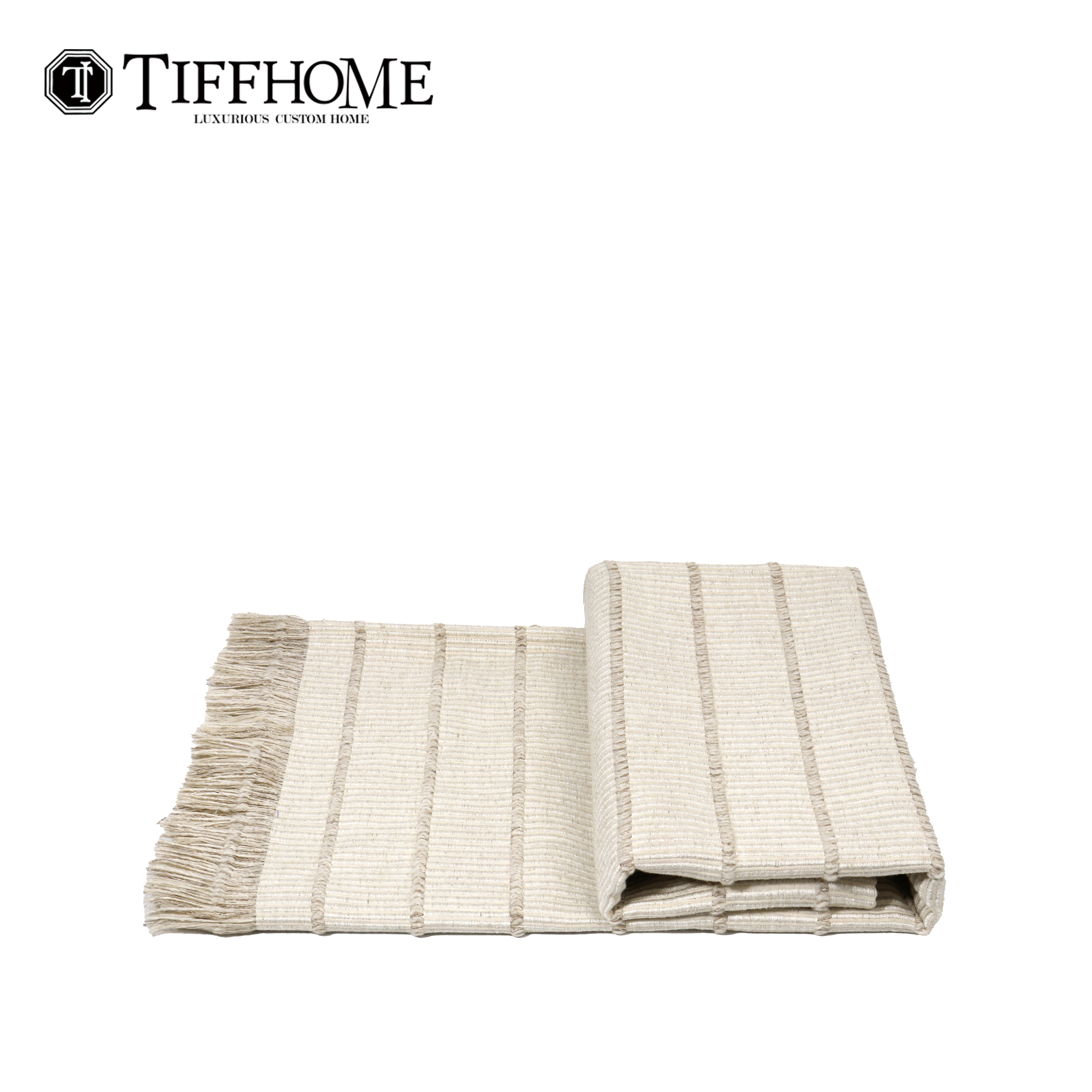 蒂芙家居中古侘寂风米色床尾搭毯