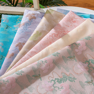 女装 宋锦仙间鹤新中式 手工包织锦缎布料丝绸缎子面料汉服旗袍