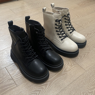 清仓捡漏~秋冬女鞋短筒绑带马丁靴时尚百搭休闲鞋子厚底粗跟舒适