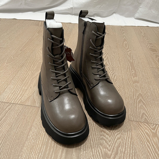 女鞋 冬季 加厚保暖牛皮马丁靴系带圆头粗跟 捡漏 俄罗斯单断码