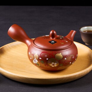 日本原装进口常滑烧晶X春秋陶壶日式侧把泡茶壶急须手和风工朱泥