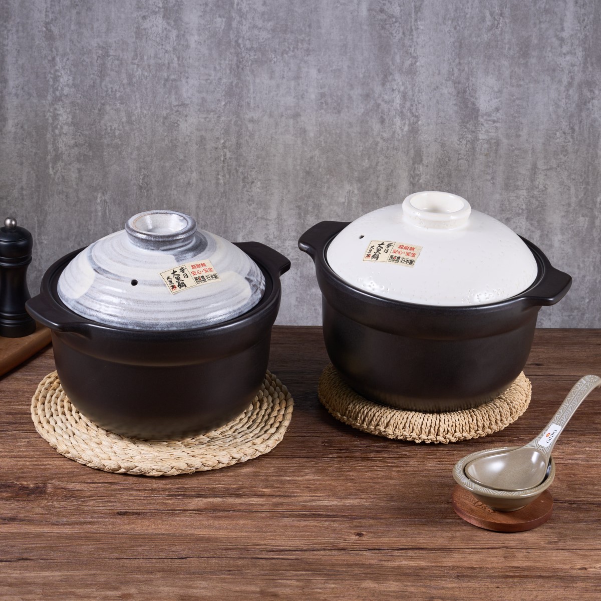 [cocostyle]日本万古烧大容量5L华月大黑砂锅煲汤炖鸡炖肉锅土锅
