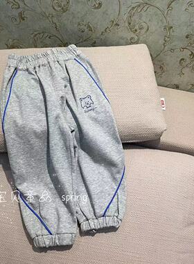 kkbaby韩版童装23春男童女童舒适百搭休闲灰色工装裤卫裤运动裤