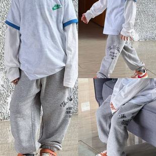 卫裤 简约百搭休闲薄绒收脚运动裤 170男女童25冬中大童韩版 120