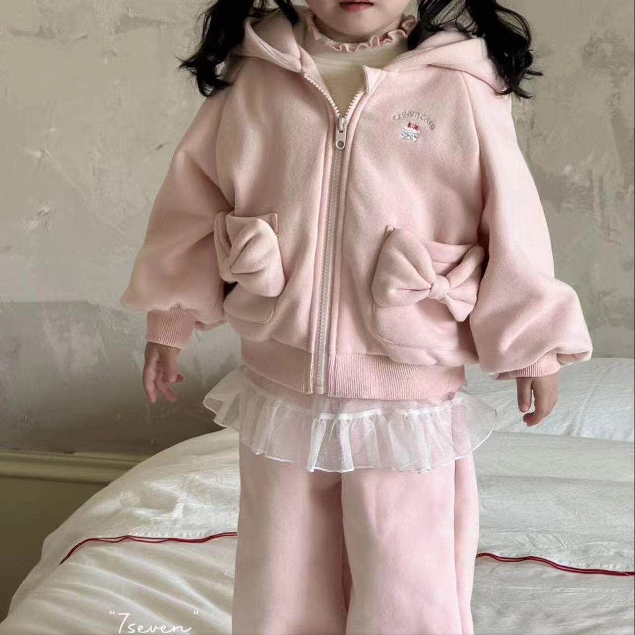 粉色连帽兔兔卫衣运动裤套装