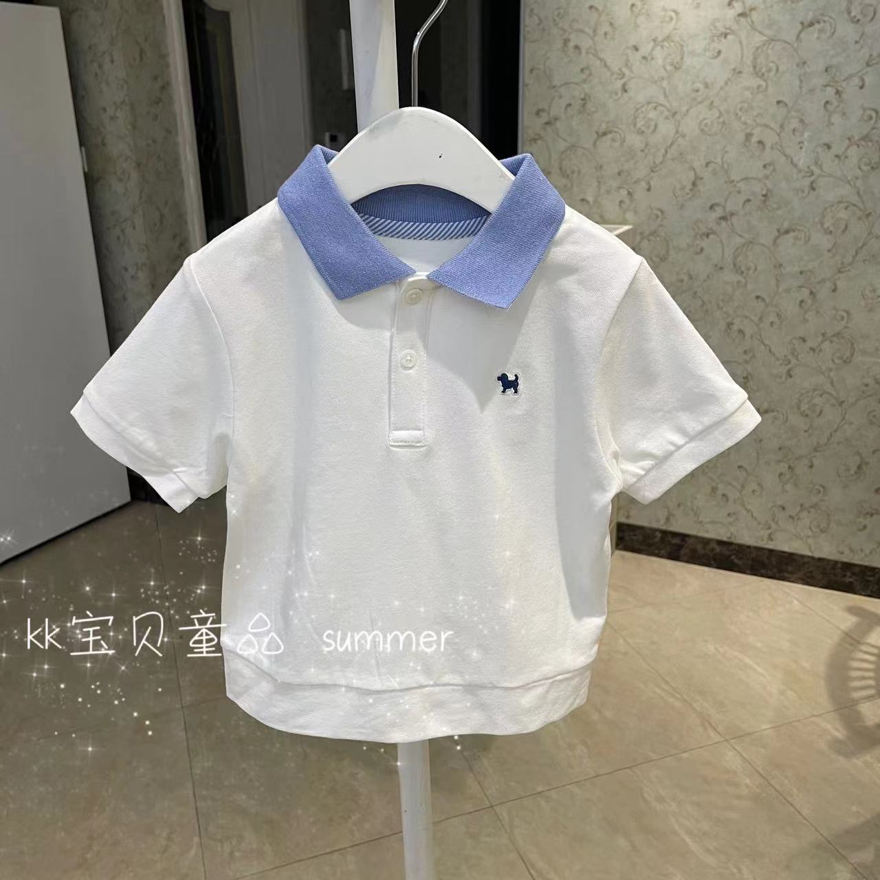 原单童装23夏男童百搭白色短袖T
