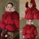 130女童25冬7seven小中童洋气可爱时尚 红色连帽收腰羽绒服