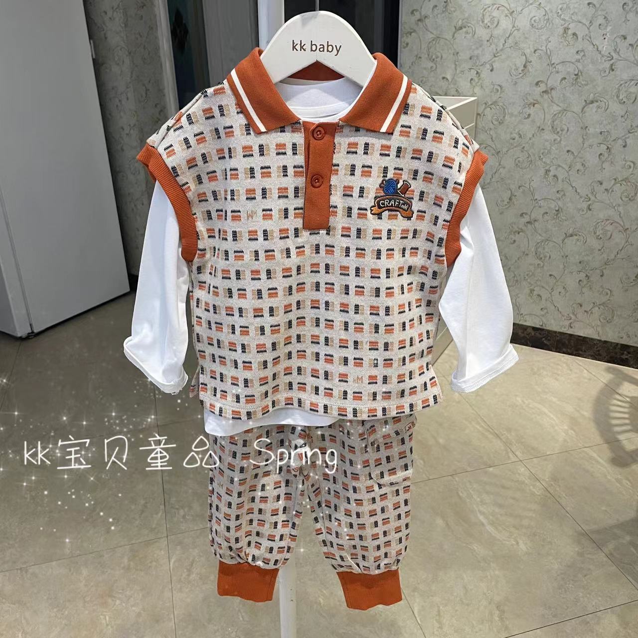 100-140男童背心运动裤两件套