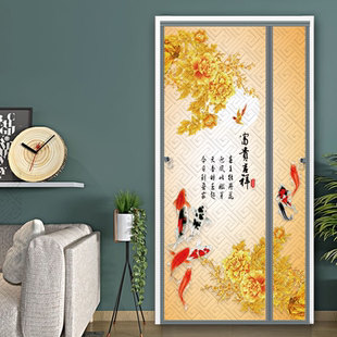 秋冬棉门帘防风加厚空调保暖磁吸免打孔防寒侧开双面棉布帘隔断