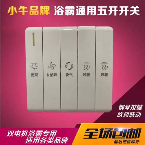 浴霸开关通用双电机专用吹风联动