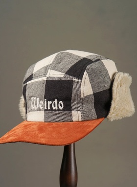 Weirdo 格纹拼色飞行员帽（黑色/蓝色）） | triplemajor