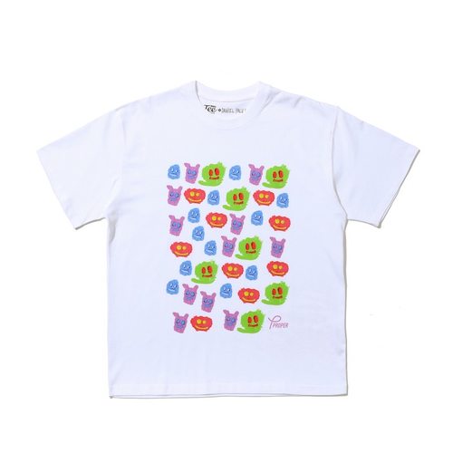 proper彩色印花图案T恤（白色）