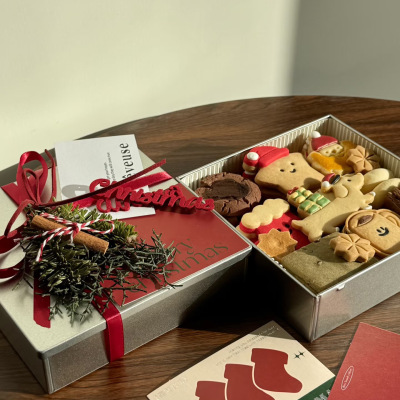 圣诞包装盒礼品袋小礼物曲奇饼干烘焙太妃糖雪花酥烘焙苹果礼盒子
