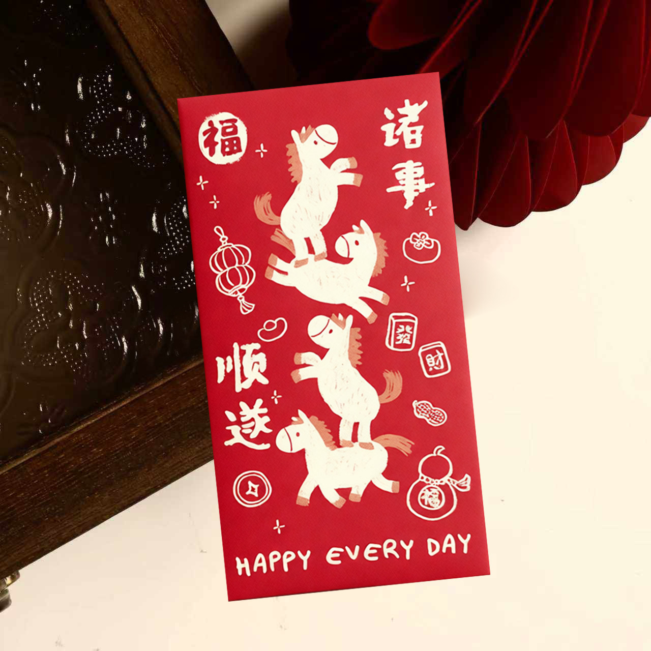 马年新年贴纸不干胶标签烘焙年货特产坚果伴手礼装饰贴喜庆贴