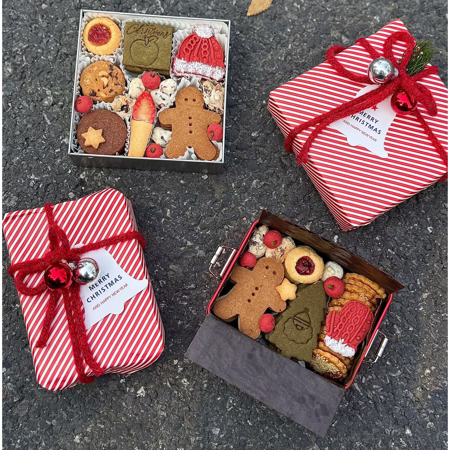 圣诞曲奇饼干雪花酥棒棒糖太妃糖果蛋糕手提空礼盒礼物包装盒