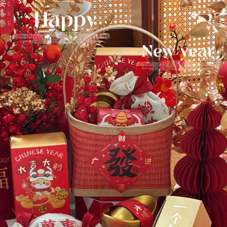 2026马年礼盒新年包装盒烘焙饼干糖果干货年货特产伴手礼手提篮子