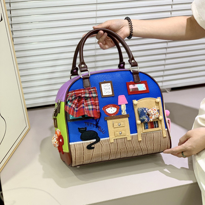 包包女2025新款波士顿枕头包欧美复古刺绣手提包百搭单肩斜挎包女