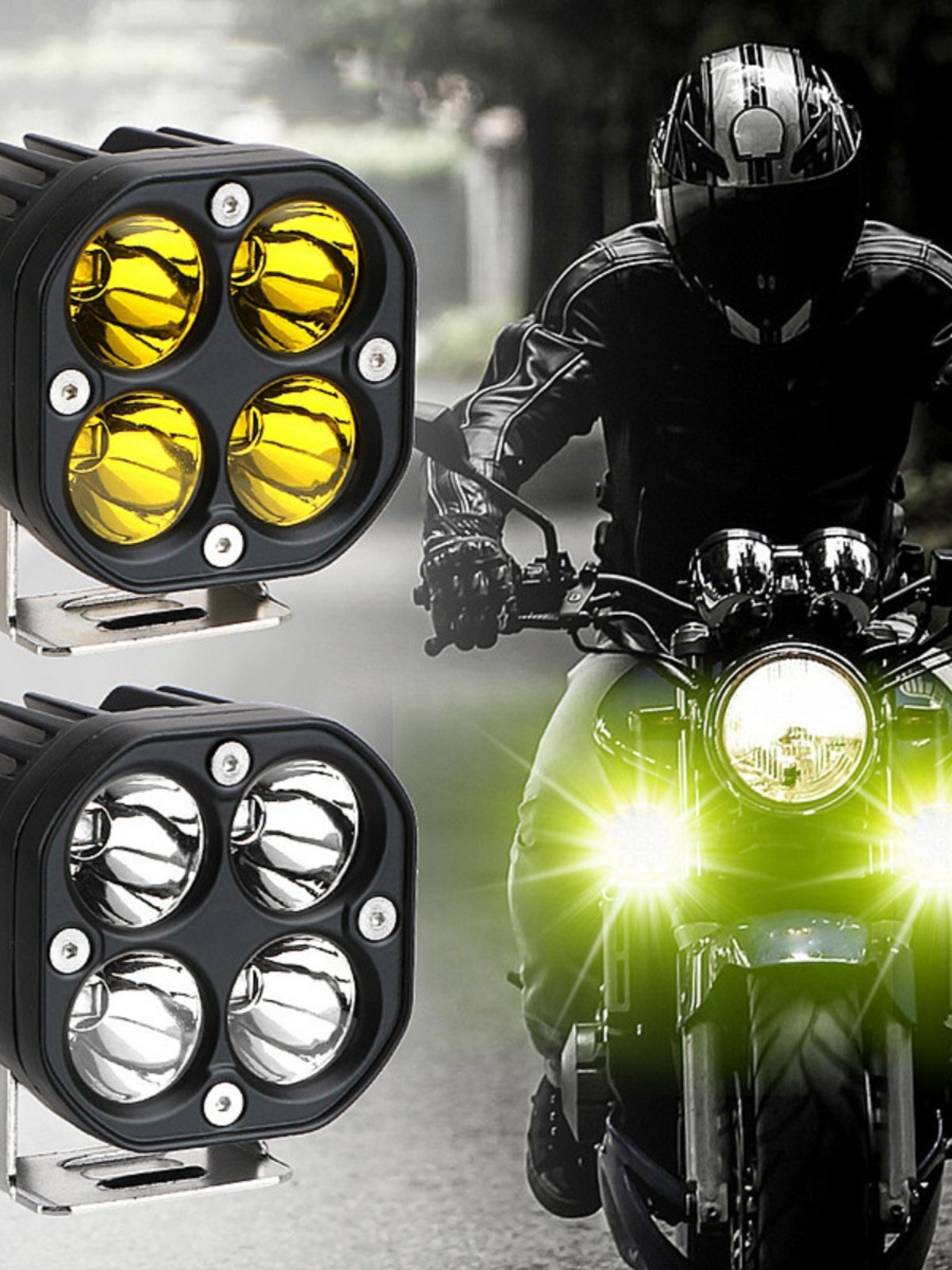 高亮聚光摩托车led射灯护杠灯铺路灯雾灯电动车改装前照灯前大灯