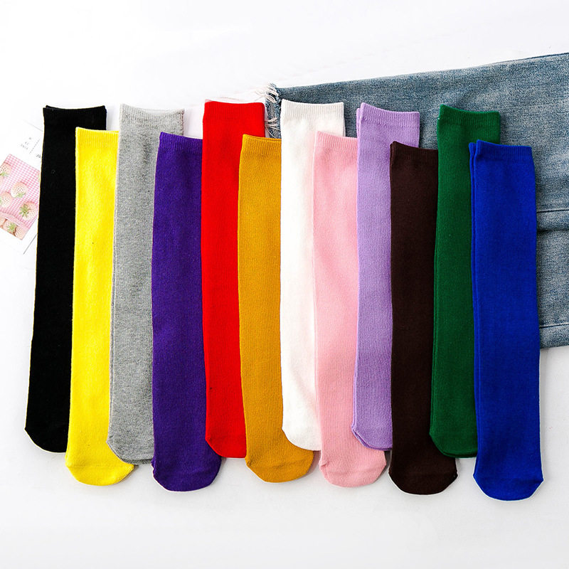 春夏女童过膝袜彩色多巴胺中筒袜男童宝宝高筒袜小中大童学生长袜