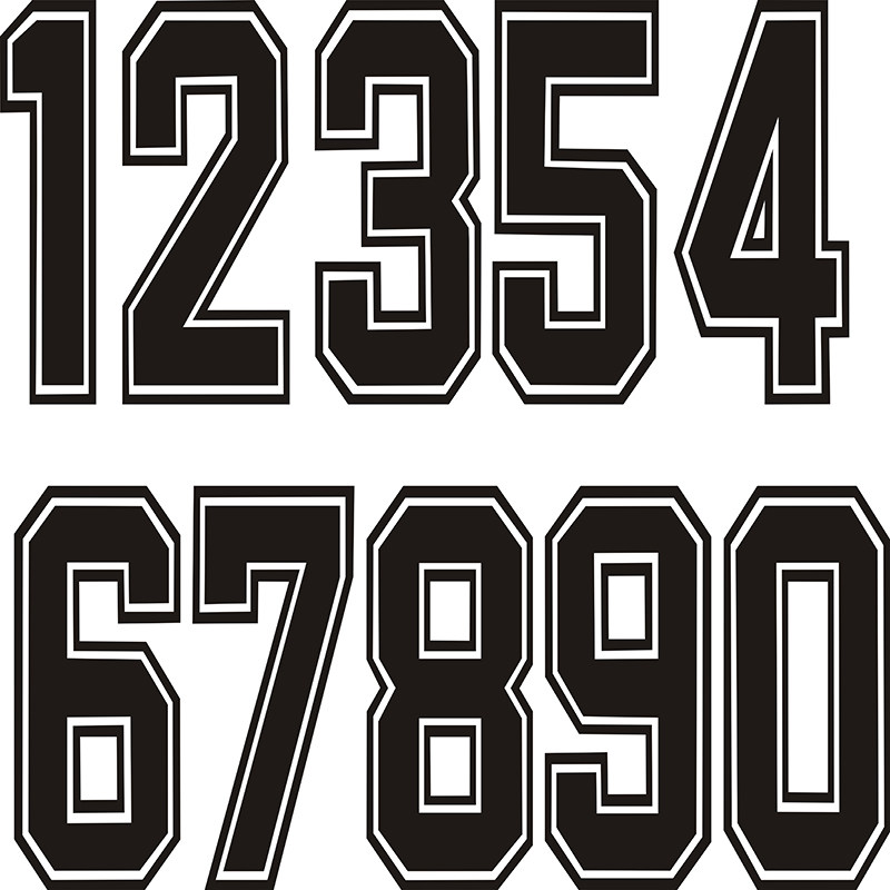 中国烫画球服号码纸热升华印不掉色黑色框边号印篮球服印号运动服