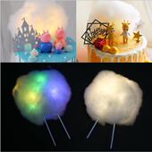 烘焙用品生日蛋糕装 饰摆件插件 发光led绵绵云朵灯小夜灯棉花灯