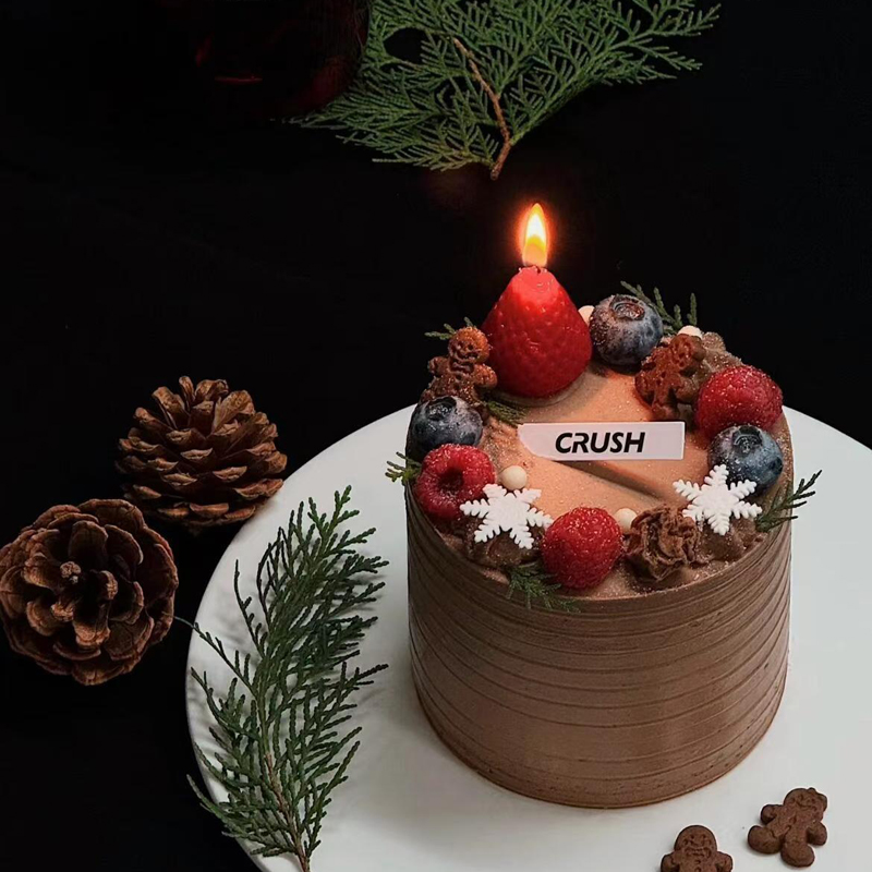 香薰草莓蜡烛蛋糕装饰圣诞节插件