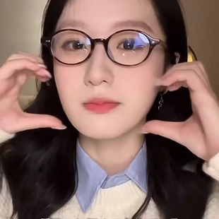 新款 抹茶玳瑁色书呆子眼镜女小椭圆框防蓝光眼镜气质质感 fake同款