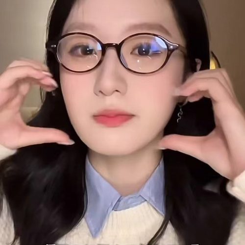 新款fake同款抹茶玳瑁色书呆子眼镜女小椭圆框防蓝光眼镜气质质感